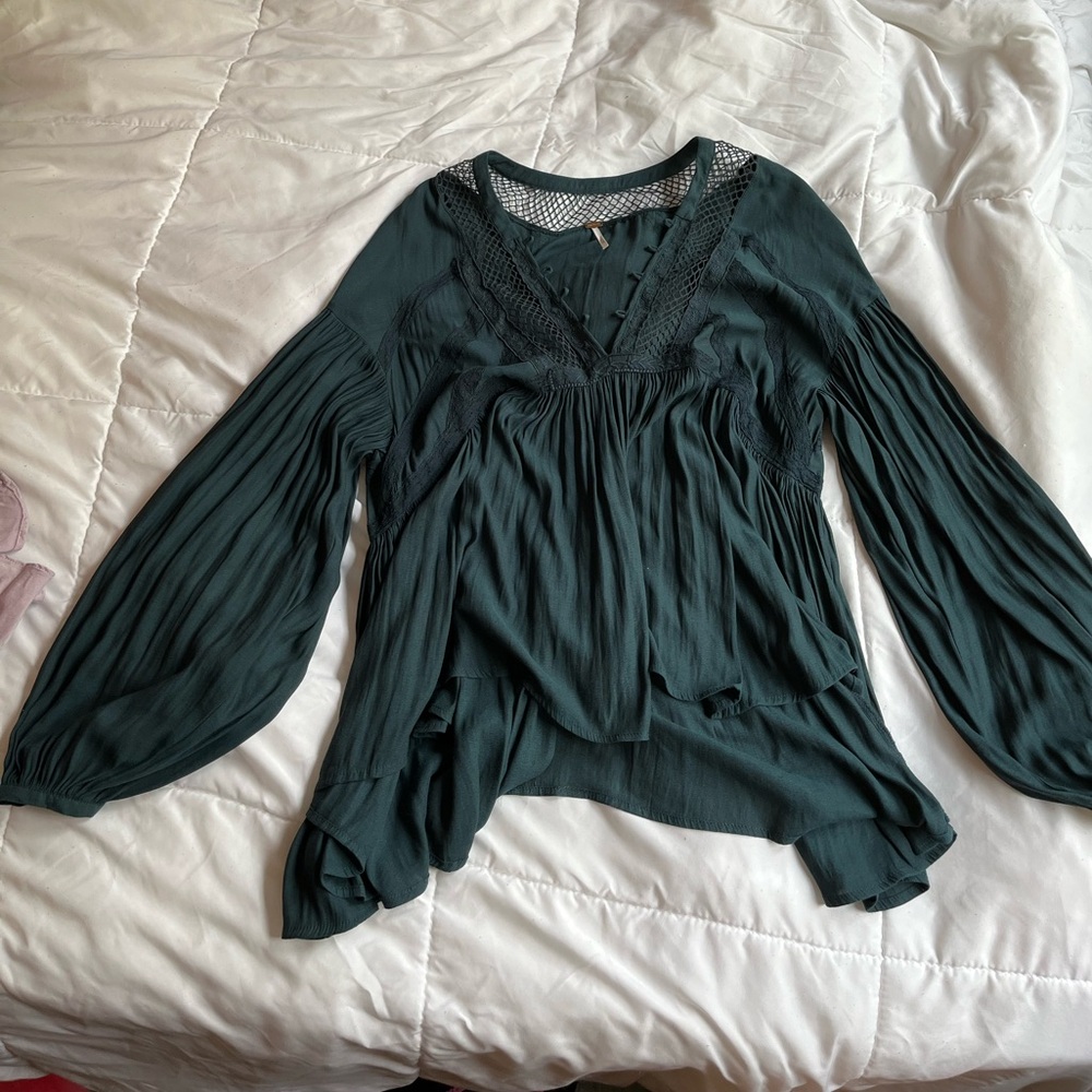 Free People Dark Teal Blouse